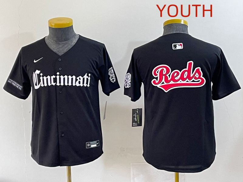 Youth 2025 Cincinnati Reds Blank Black Five generations Joint Name Nike MLB Jersey style 10->youth mlb jersey->Youth Jersey